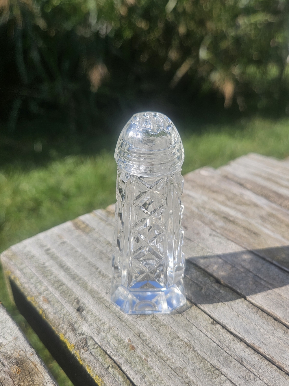 Vintage Handmade Bohemia Crystal Czech Clear Glass Salt And Pepper Shaker